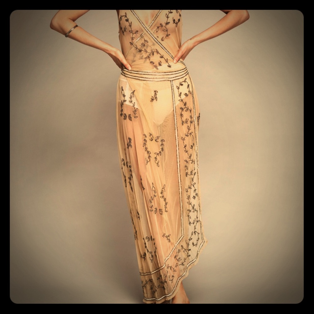 Free People Sky Fall Maxi Slip Dress S/M